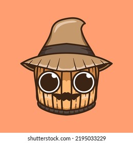 Halloween head Scarecrow cute illustration