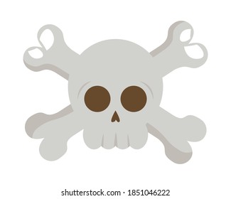 halloween head skull with bones crossed vector illustration design