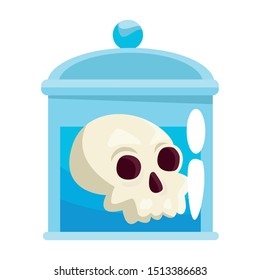 halloween head skull in bottle vector illustration design