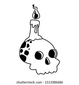halloween head skull with candle vector illustration design