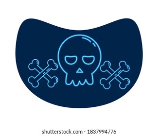 halloween head skull neon style icon vector illustration design