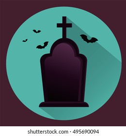 Halloween headstone. Bats. Vector stock illustration. EPS 10