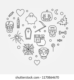 Halloween Heart concept vector modern illustration in thin line style