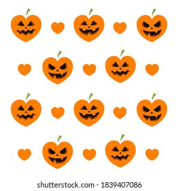 halloween heart with pumpkin face pattern