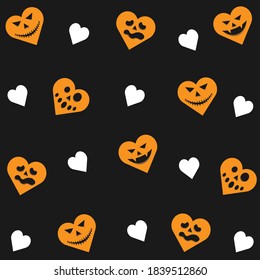 corazón de halloween con patrón de cara de calabaza
