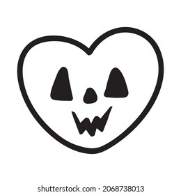 Halloween heart. Vector concept in doodle and sketch style. Hand drawn illustration for printing on T-shirts, postcards. Icon and logo idea.