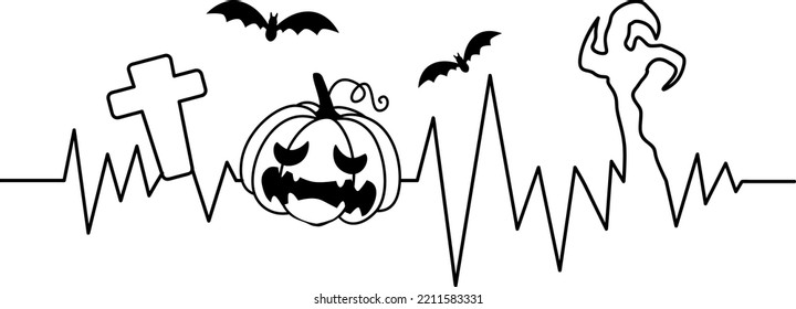 Halloween Heartbeat vector - Halloween magical theme