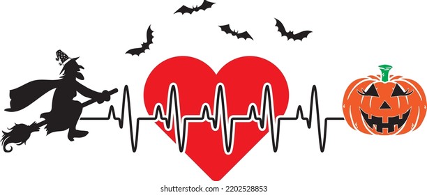 Halloween Heartbeat, Witch, Pumpkin, Happy Halloween