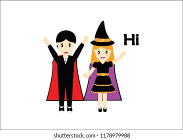 Halloween Hi illustration, vector