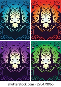 Halloween Hidden Skulls Illustration - you can find hidden inside illustration all kind of skulls, bats, fish skeletons, crosses.
