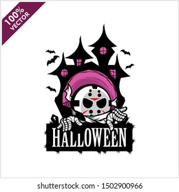 Halloween Hockey Mask Castle Vector Logo