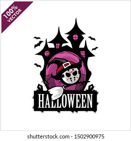 Halloween Hockey Mask Castle Vector Logo