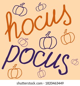 Halloween "Hocus Pocus' cartel texto sobre pincel pintura ilustración vectorial de fondo abstracto. Afiche, invitación o pancarta de Halloween.
