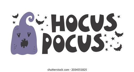 Halloween , Hocus Pocus- Silhouette Text Banner Hand drawn creative calligraphy and brush pen lettering. design for holiday greeting card and invitation, flyers, posters, banner halloween holiday
