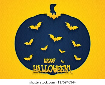 Halloween holiday background with flying bats, vector illustration