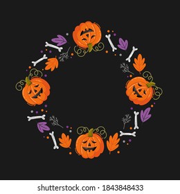 Halloween holiday banner design with candy corn and pumpkin. Vector illustration