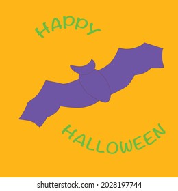 Halloween holiday bat at the orange background