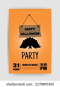 Halloween holiday card. Cartoon style. Vector illustration