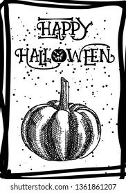 Halloween holiday card. Hand drawn flyer posters and greeting card. Symbolic of evil doings. Vector.