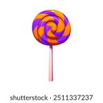 Halloween holiday cartoon candy caramel lollipop or monster dessert, vector icon. Halloween horror night holiday and trick or treat party sweet lollipop caramel for kids spooky scary candy sweets