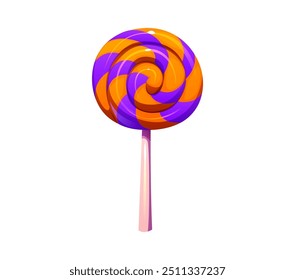 Caricatura de Halloween caramelo caramelo lollipop o postre monstruo, icono de Vector. Halloween noche de horror de vacaciones y truco o fiesta dulce caramelo de piruleta para niños asustadores dulces de caramelo