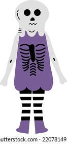 Halloween holiday cartoon character. Cute kids in costumes of witch, mummy, pirate, skeleton and black cat. Ghosts and ghost pumpkins.
