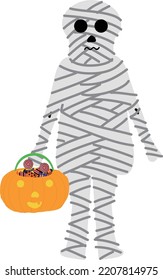 Halloween holiday cartoon character. Cute kids in costumes of witch, mummy, pirate, skeleton and black cat. Ghosts and ghost pumpkins.