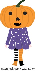 Halloween holiday cartoon character. Cute kids in costumes of witch, mummy, pirate, skeleton and black cat. Ghosts and ghost pumpkins.