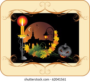 Halloween. Holiday composition for card. Vector