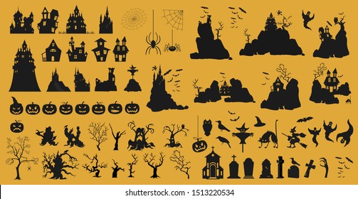 Halloween holiday constructor. Graphic template. Flat icons. Vector illustration