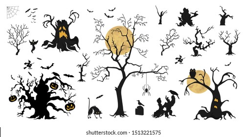 Halloween holiday constructor. Graphic template. Flat icons. Vector illustration