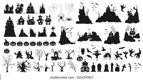 Halloween holiday constructor. Graphic template. Flat icons. Vector illustration
