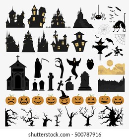 Halloween holiday constructor. Graphic template. Flat icons. Vector illustration