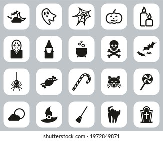 Halloween Holiday And Culture Icons. Black And White Flat Design Set