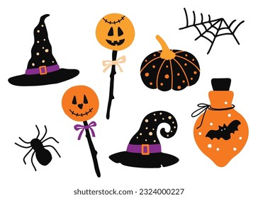 Halloween holiday cute decorative element set