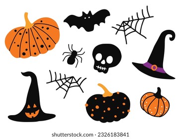 Halloween holiday cute decorative element set