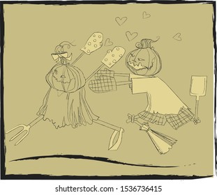 Halloween holiday. cute pumpkin character. seasonal illustration