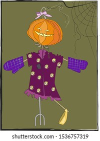 Halloween holiday. cute pumpkin character. seasonal illustration