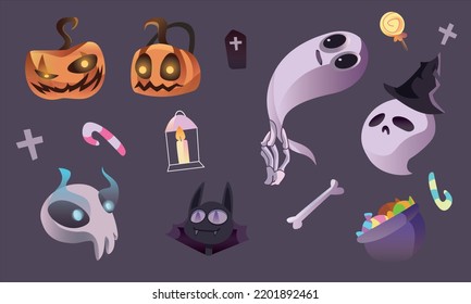 Halloween-Feiertag süße Geist Kürbis-Süßigkeiten leichte Fledermaus Halloween-Bonbons Halloween-Charaktere setzen unheimlich gruselig gruselig 