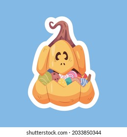 Halloween holiday cute zombie element. Childish print for t-shirt, apparel, sticker, cards and nursery decoration. Flat Vector Illustration concept