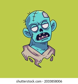 Halloween holiday cute zombie element. Childish print for t-shirt, apparel, sticker, cards and nursery decoration. Vector Illustration