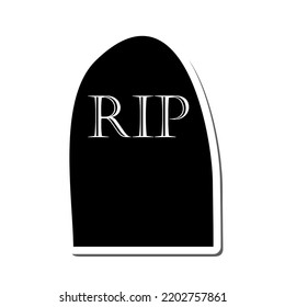 Halloween Holiday Element.  Cemetery Grave Stone Sticker With Shadow Over White Background for Creating Halloween Designs.  Vector illustration.