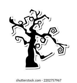 Halloween Holiday Element Sticker With Shadow. Gothic Trees Over White Background for Creating Halloween Designs.  Vector illustration.