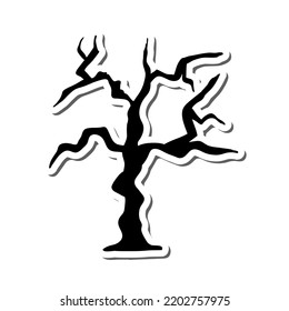 Halloween Holiday Element Sticker With Shadow. Gothic Trees Over White Background for Creating Halloween Designs.  Vector illustration.