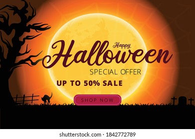 Halloween holiday event. Flash sale on Halloween. Halloween vector illustration