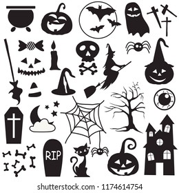 Halloween holiday graphic template. Flat icons