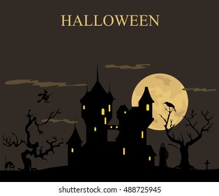 Halloween holiday graphic template. Flat icons. Vector illustration