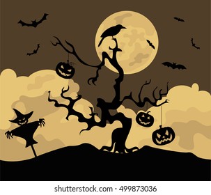 Halloween holiday graphic template. Flat icons. Vector illustration
