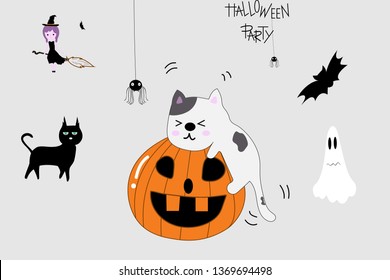 Halloween holiday greeting card.