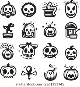 Halloween holiday icon pack symbol halloween party